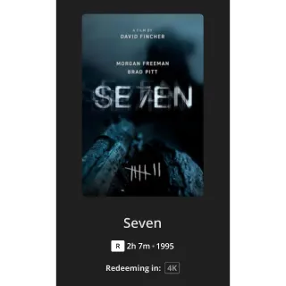 Se7en (Seven) 4k Digital Code