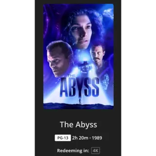 The Abyss 4k Digital Code - Movies Anywhere 