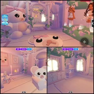 Adopt me home house build cutesy coquette mouse and teddy bear 