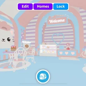 Cutesy pink and blue cat adopt me home house build 