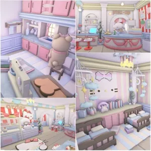 Hello kitty cutesy cafe adopt me home house build