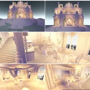 detailed adopt me home cream coquette mansion 