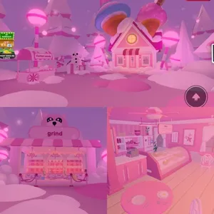 Pink cutesy adopt me icecream bear grinding home house build 