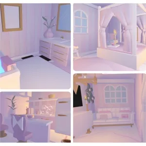 pink and white coquette tiny adopt me home house build
