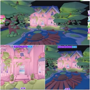 Pink and blue overgrown adopt me cottage home house build