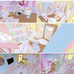 Cutesy hello kitty ice cream shop / adopt me home house build 