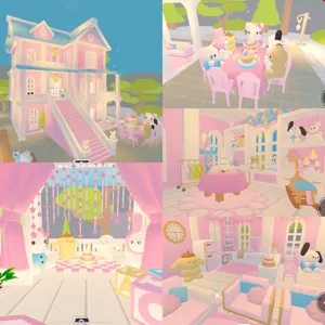 Coraline mansion inspired adopt me house / glitch build (sanrio hello kitty edition)