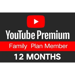 Youtube Premium Family Plan Member for 12 Months-Subscription