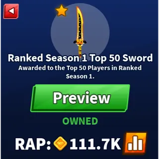 Blade ball Ranked Season 1 Top 50 Sword