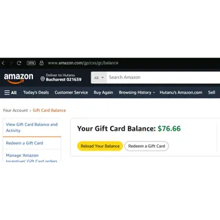 Amazan.com gift card balance