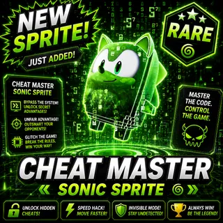 Cheat Master Sonic Sprite - New Sprite (Rare)