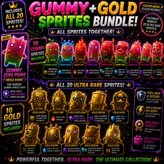 All Gummy Sprites (With Zero Gummy) + All Gold Sprites Fortnite + Burnt Peanut  (Massive Bundle)