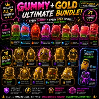 All Gummy Sprites (With Zero Gummy) + All Gold Sprites Fortnite + Burnt Peanut  (Massive Bundle)