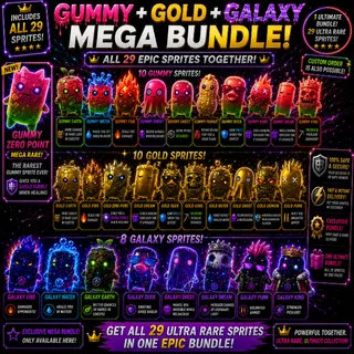 All Sprites - Galaxy Sprites + All Gummies Sprite + All Gold Sprites Fortnite + Burnt Peanut  (Massive Bundle)