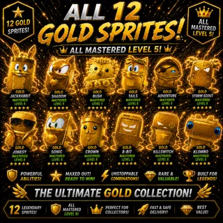 ALL 12 GOLD SPRITES — MASTERED LEVEL 5!!