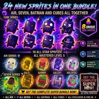Mastered New 24 Sprites Bundle - Cube Sprites, Air Sprites, Seven Sprites and Batman Sprites