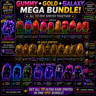 All Sprites - Galaxy Sprites + All Gummies Sprite + All Gold Sprites Fortnite + Burnt Peanut  (Massive Bundle)