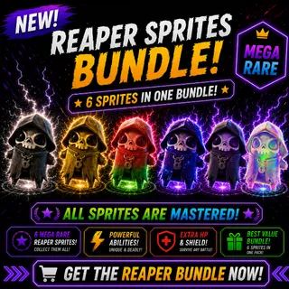 All Mastered Grim Reaper Sprite Bundle - All 6 (Base, Gold, Gummy, Galaxy, Cube and Holofoil Grim!