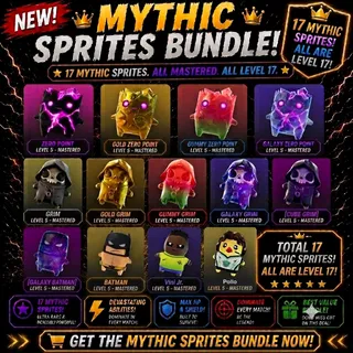  Mastered Mythic Sprites Bundle - All Zero Points, Grim Reaper, Batman, Burnt Peanut, Pollo and Vini Jr Sprites