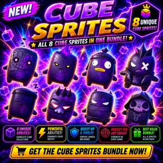 All Mastered Cube Sprite Bundle - Includes all 8 Cube Sprites (including Cube Grim, Cube Batman and Cube Boss) level 5!