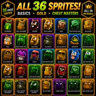 ALL 36 SPRITES Bundle Fortnite - Base + Gold + Cheat Master (You keep all)