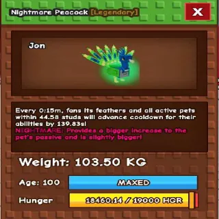 NIGHTMARE PEACOCK 100KG+