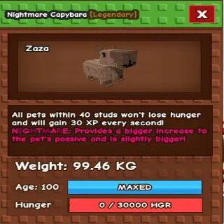 5X GODLY/COLLOSAL CAPYBARA 90-100KG - GROW A GARDEN