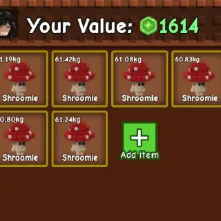 6X NIGHTMARE SHROOMIE 60KG - GROW A GARDEN