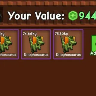 3 DILOPHOSAURUS 74-75KG -GROW A GARDEN