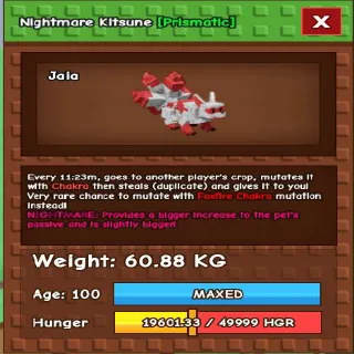 NIGHTMARE RED KITSUNE 60KG - GROW A GARDEN