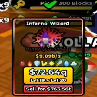 INFERNO WIZARD WITH 8 TRAIT ($9b/s) - BUILD A BASE AND STEAL