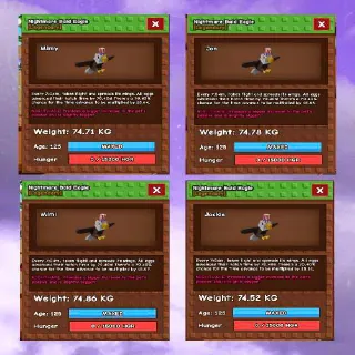 4X NIGHTMARE BALD EAGLE 74KG - GROW A GARDEN