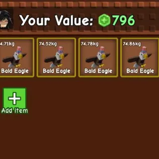 4X NIGHTMARE BALD EAGLE 74KG - GROW A GARDEN