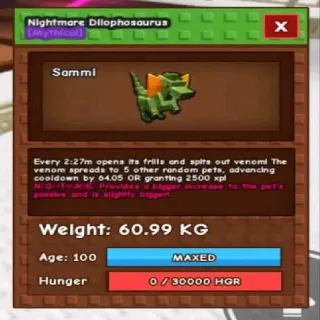 5X NIGHTMARE DILO 60KG - GROW A GARDEN