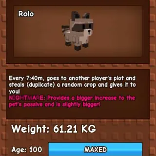 NIGHTMARE RACCOON 60KG - GROW A GARDEN