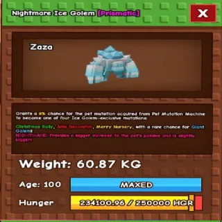 NIGHTMARE ICE GOLEM 60KG - GROW A GARDEN