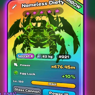 RAINBOW NAMELESS DIETY   (670M TAP POWER)                  TAP SIMULATOR REBORN    FAST DELIVERY 🚚 1-2MIN