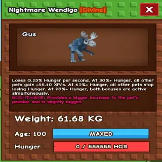 NIGHTMARE WENDIGO 61KG - GROW A GARDEN