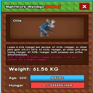 NIGHTMARE WENDIGO 60KG - GROW A GARDEN