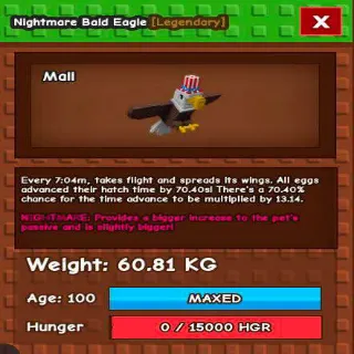 NIGHTMARE BALD EAGLE 60KG - GROW A GARDEN
