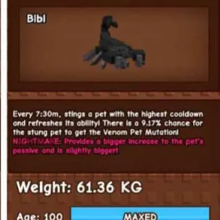 GIANT SCORPION 60KG - GROW A GARDEN