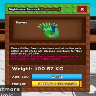 COLLOSAL PEACOCK 100KG+ - GROW A GARDEN