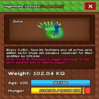 COLLOSAL PEACOCK 100KG+