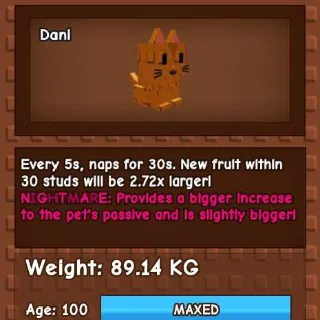 TITANIC NIGHTMARE ORANG TABBY 80KG - GROW A GARDEN