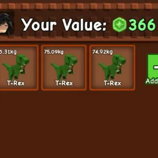 3X T-REX 74-75KG 15sec - GROW A GARDEN