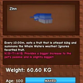 BLUE WHALE 60KG - GROW A GARDEN