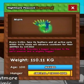 COLLOSAL PEACOCK 110KG