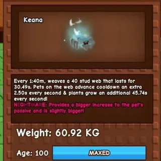 GHOSTLY SPIDER 60KG - GROW A GARDEN