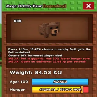 TITANIC MEGA GRIZZLY BEAR 80KG - GROW A GARDN