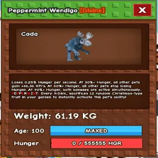 PEPPERMINT WENDIGO 60KG - GROW A GARDEN